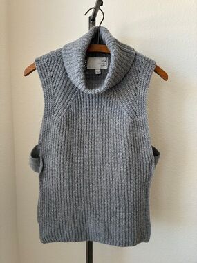 J.O.A. sz S Turtleneck Open Side Vest Heather Grey Miu Miu Layer Lagenlook